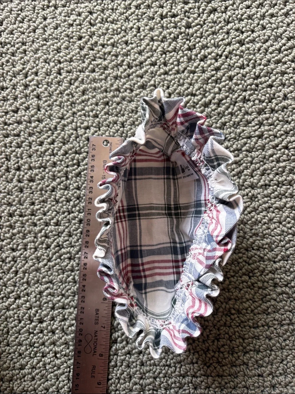 Longaberger Market Day Plaid small  basket liner 4.5” x 2.5” x 2.5 high +ruffle